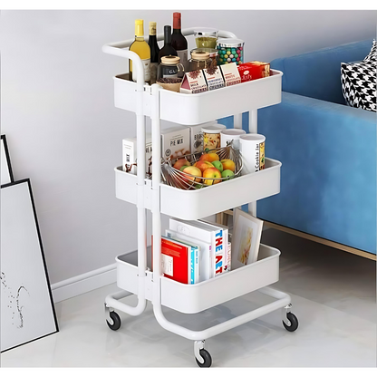 3 Tier Metal Multifunctional Trolley with Wheels