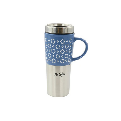 Mr. Coffee - 16 Oz. Stoneware Stainless Steel Travel Mug with Lid