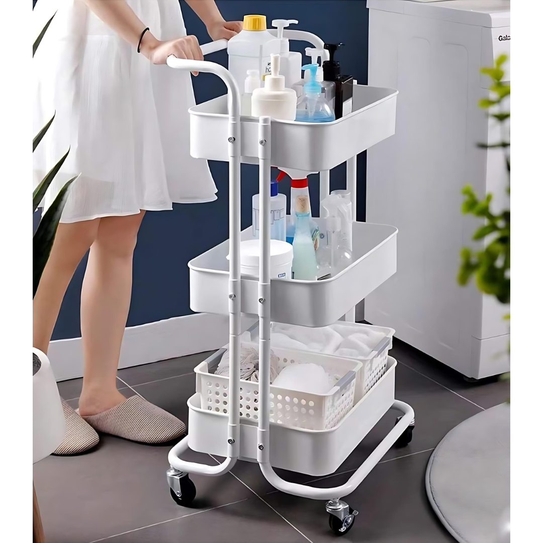 3 Tier Metal Multifunctional Trolley with Wheels