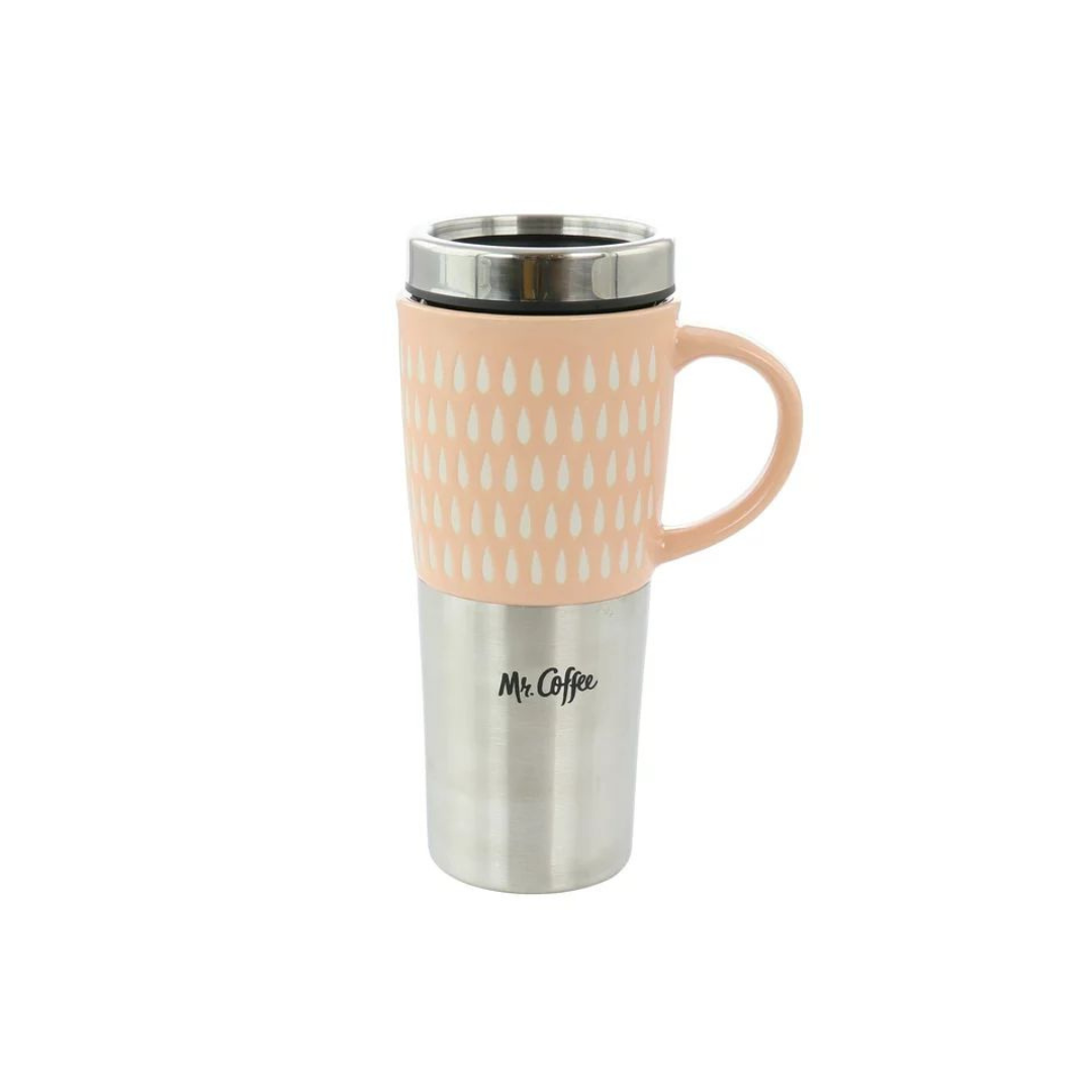 Mr. Coffee - 16 Oz. Stoneware Stainless Steel Travel Mug with Lid