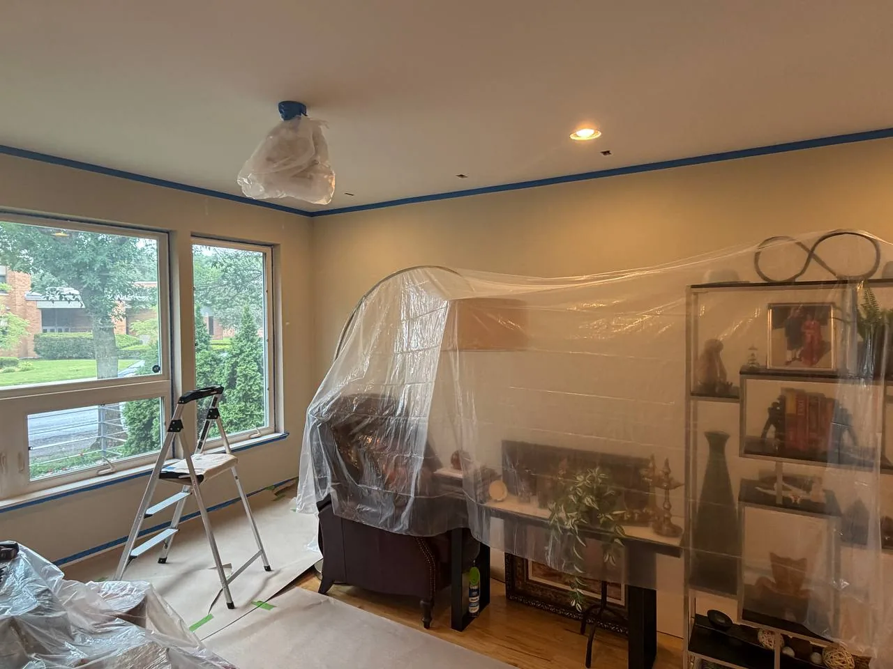 Protected room prepared for painting