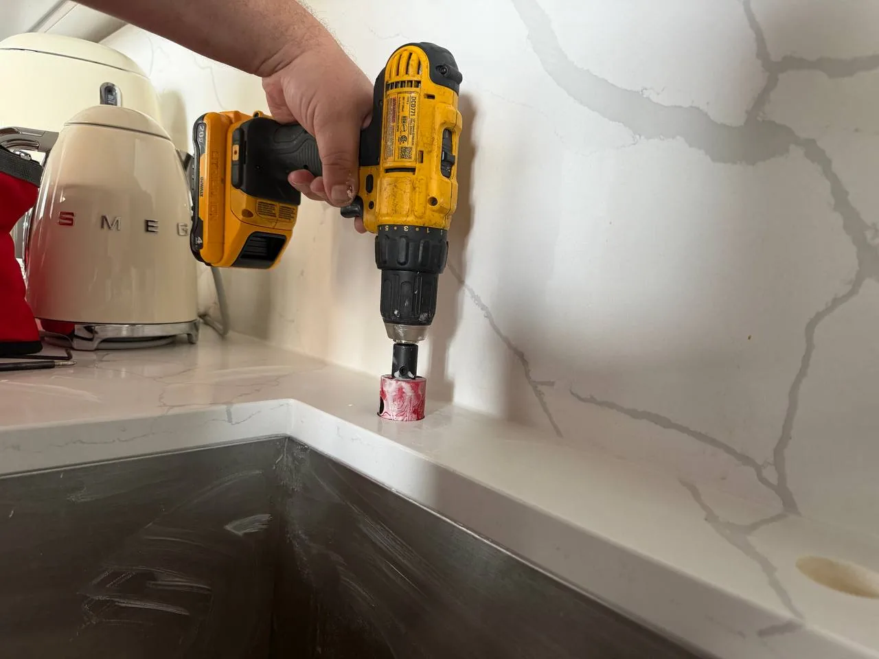 Drilling a stone countertop for a plumbing fixture